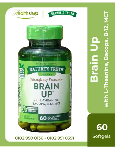 Brain Up with L-Theanine, Bacopa, B-12, MCT -  60 Liquid Max Softgels