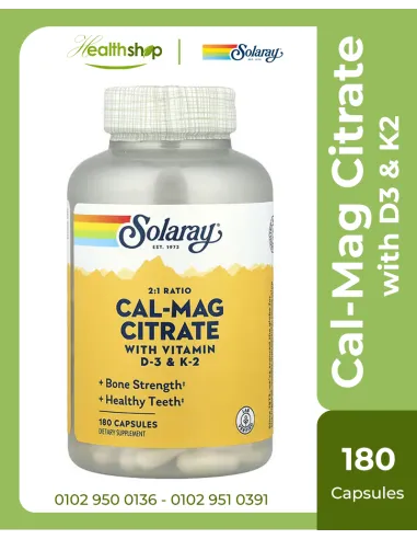 Cal-Mag Citrate 2:1 Ratio with D3 & K2 - 180 Capsules